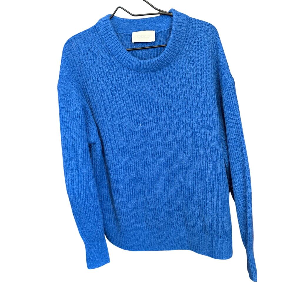 Everlane Women’s Sweater Sz L Blue Knit Crew Neck Long Sleeve Ribbed Alpaca Wool